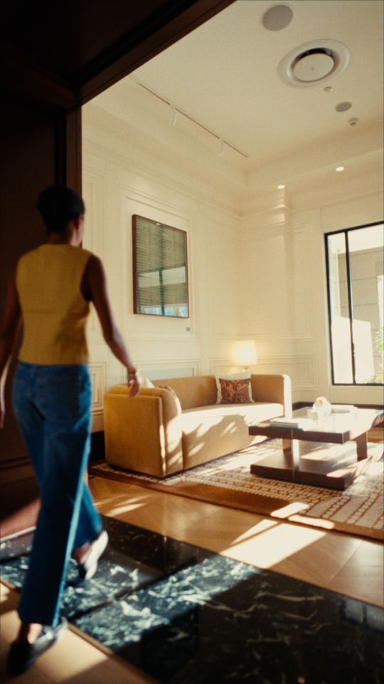 Yaye exploring the sunlit lounge at Cape Grace